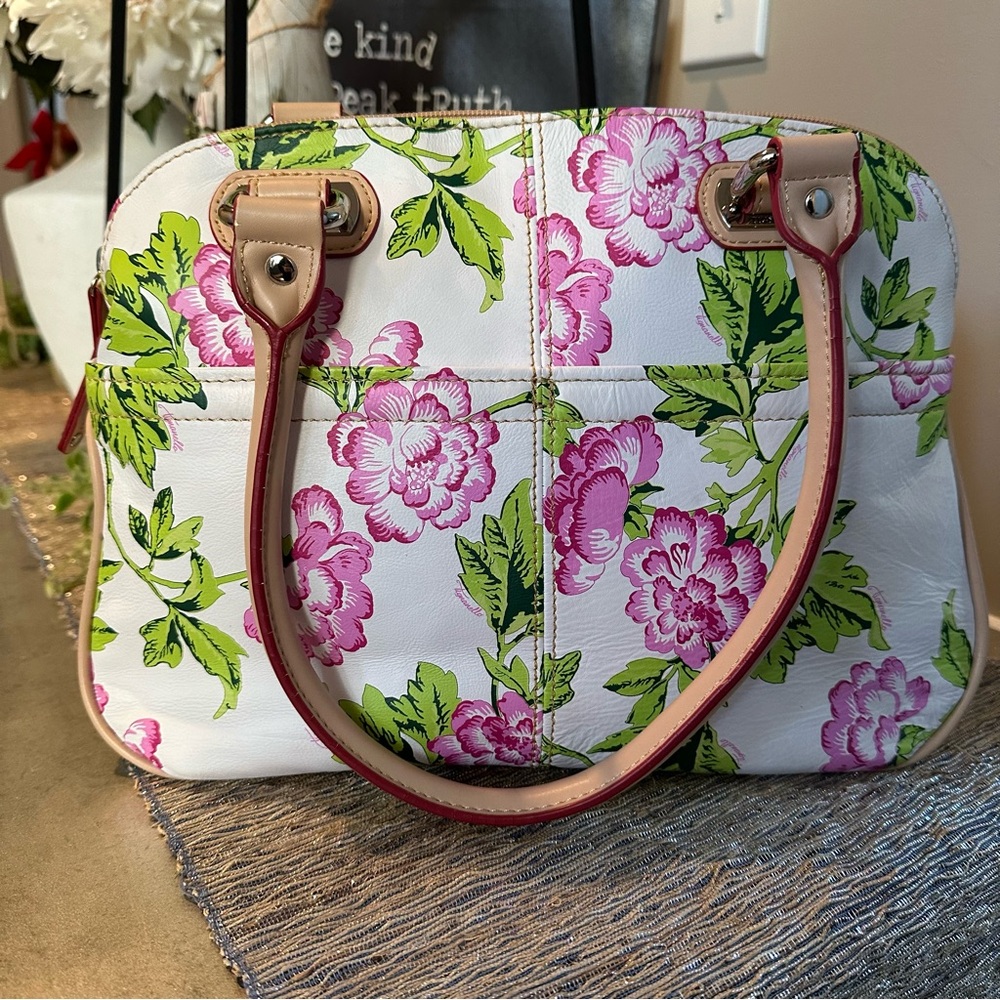 Tignanello White and Pink Floral Bag